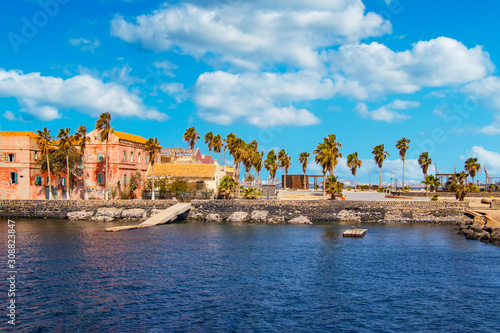 View to historic city at the Goree island in Dakar, Senegal. It is small island near Dakar. It was was the largest slave trade center on the African coast.