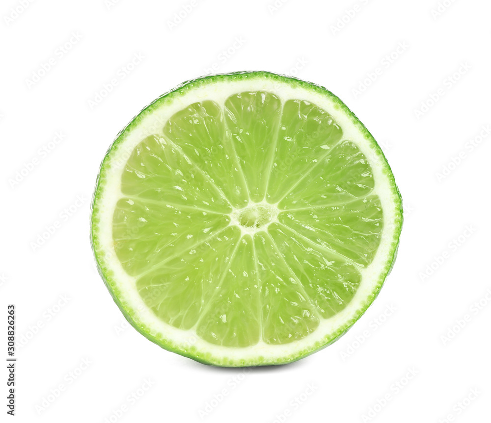 Cut fresh ripe lime isolated on white Cut fresh ripe lime isolated on white