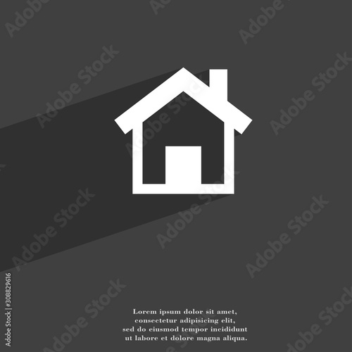 Home, Main page icon symbol Flat modern web design with long shadow and space for your text.  photo