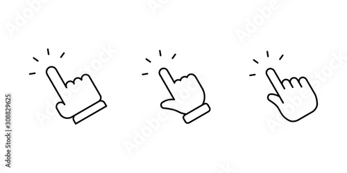 Hand click icon collection. Clicking hands vector icons set.