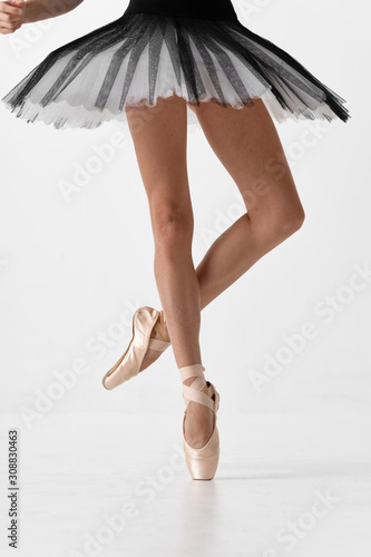 ballerina in a blue dress on white background