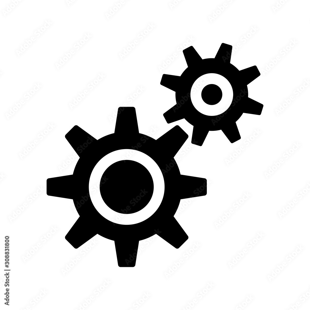 Gears icon, system settings symbol. Cogwheel pictogram. Gears icon, system settings symbol. Cogwheel pictogram.