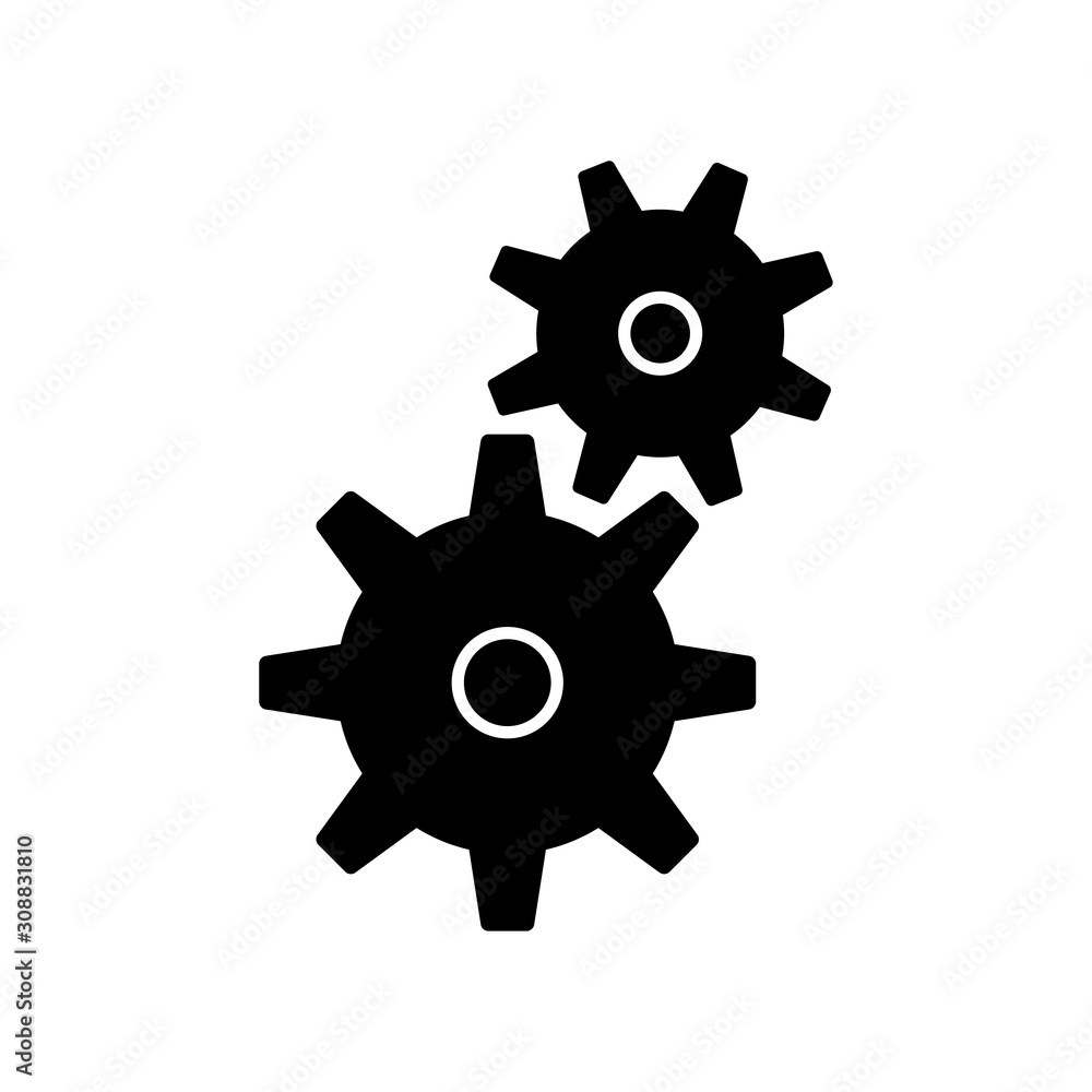 Gears icon, system settings symbol. Cogwheel pictogram. Gears icon, system settings symbol. Cogwheel pictogram.