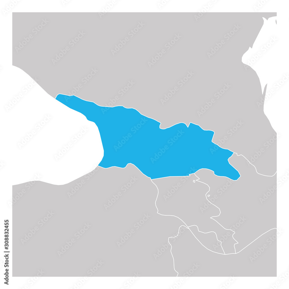 Fototapeta premium Map of Georgia green highlighted with neighbor countries