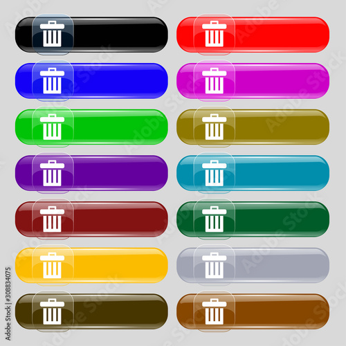 Recycle bin icon sign. Big set of 16 colorful modern buttons for your design.