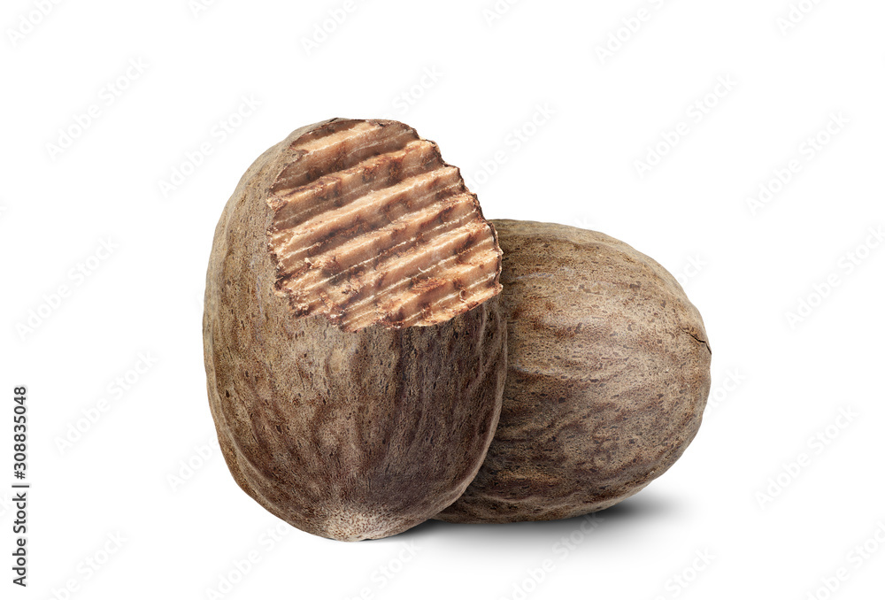 Nutmeg isolated on white background Nutmeg isolated on white background