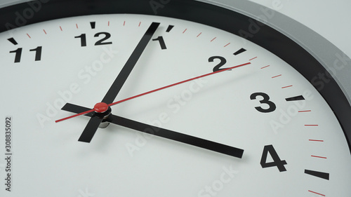 Close up Gray clock beginning of time 04.04 am or pm, on white background, Copy space for your text, Time concept.