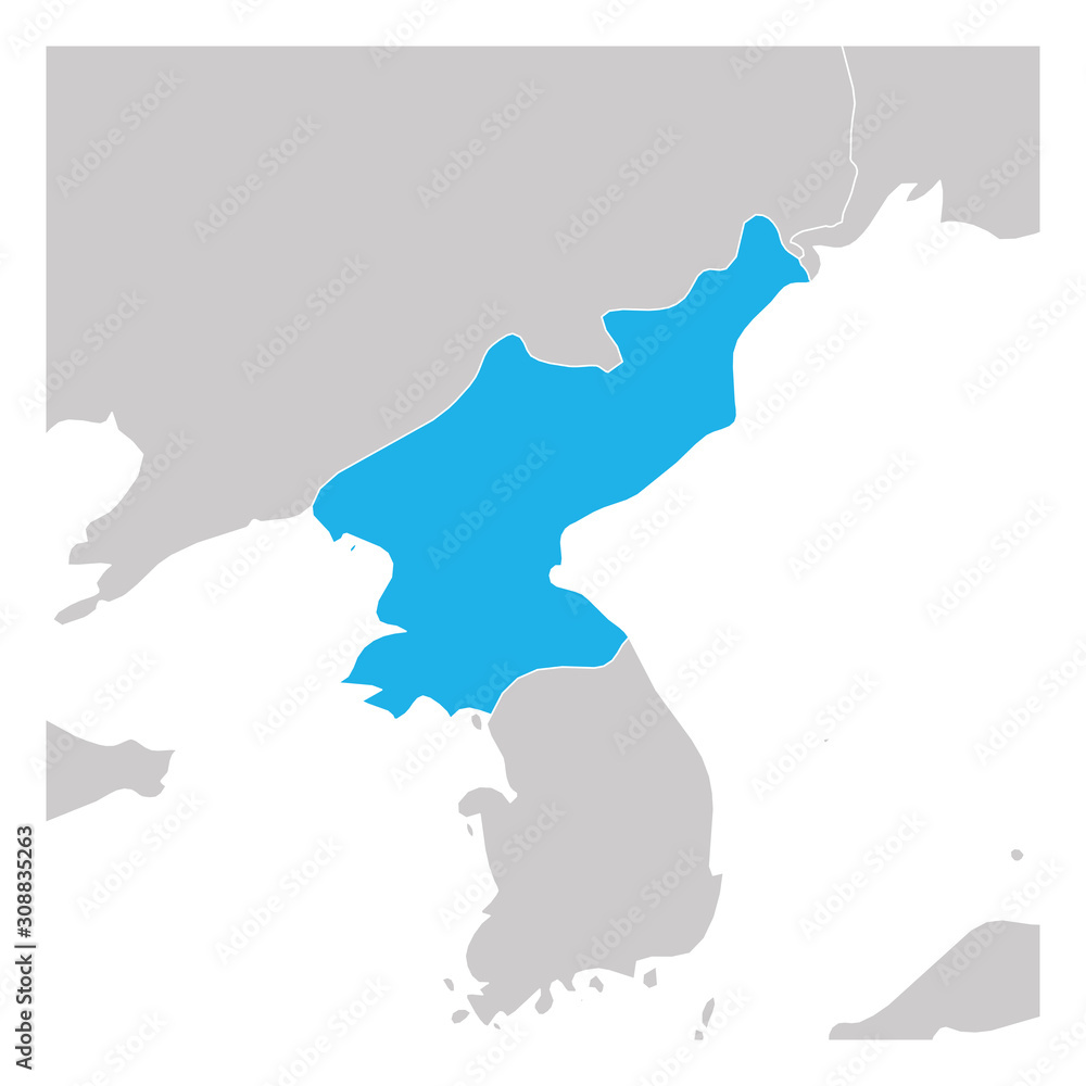 Fototapeta premium Map of North Korea green highlighted with neighbor countries