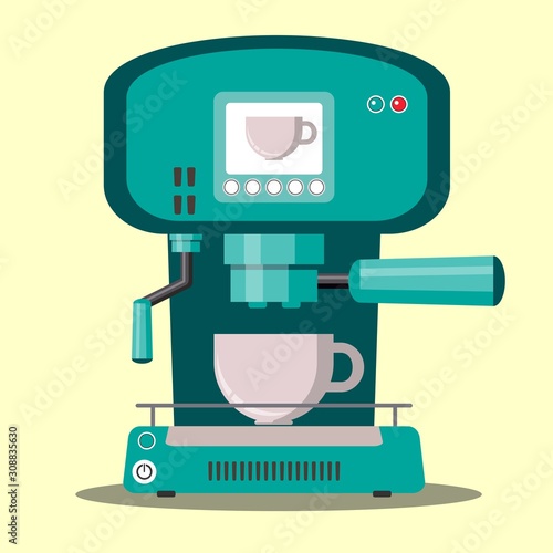 prepare coffee machine for make coffee by barista vector illustration.