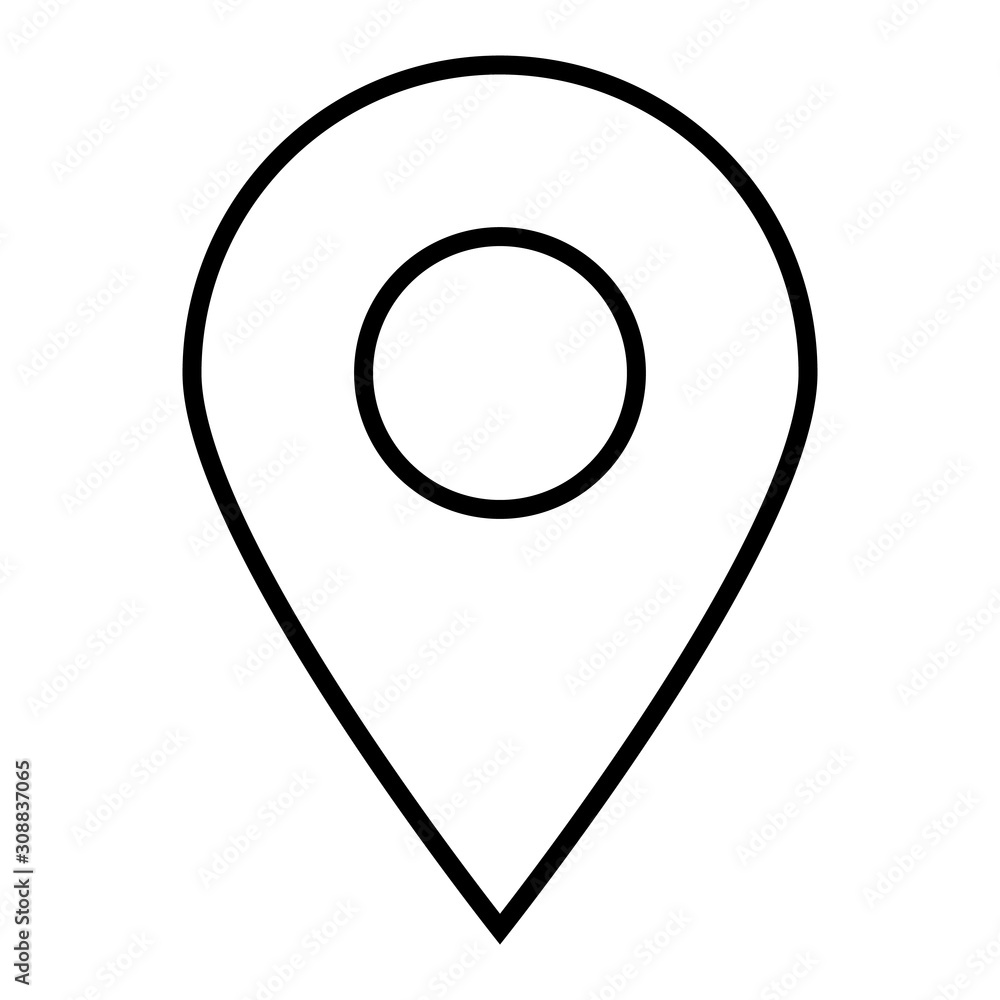 Black outline map pointer. Simple flat vector icon