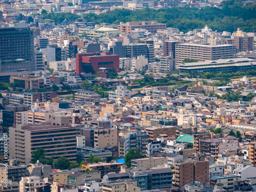 View of Kyoto City from the stage of Shogunzuka Seiryuden in Yamashina-ku, Kyoto, Japan photo