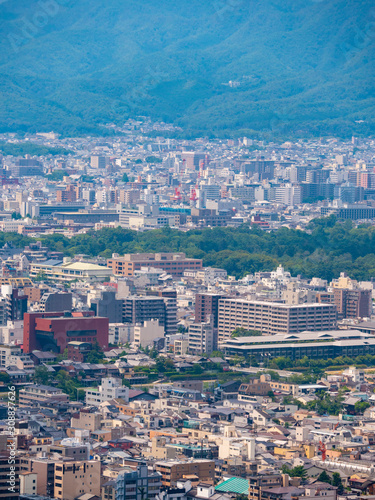 View of Kyoto City from the stage of Shogunzuka Seiryuden in Yamashina-ku, Kyoto, Japan photo