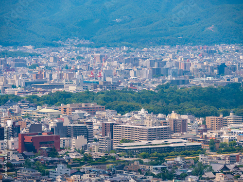 View of Kyoto City from the stage of Shogunzuka Seiryuden in Yamashina-ku, Kyoto, Japan photo