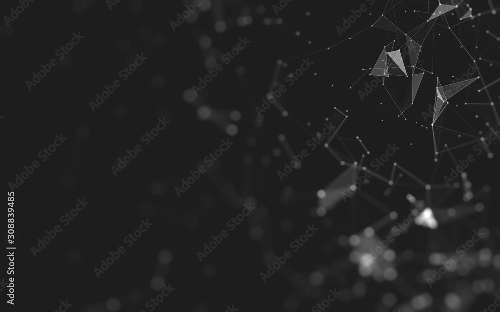 Fototapeta premium Abstract background. Molecules technology with polygonal shapes, connecting dots and lines. Connection structure. Big data visualization.