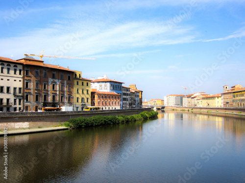 Beautiful view of riverside in Pisa  Italy.