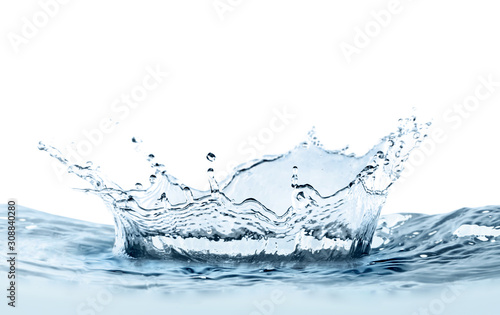 Beautiful clear water splash isolated on white photo