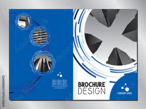 Business brochure cover template (A3 to A4 format - 420x297 mm - front and back cover)