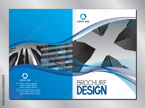 Business brochure cover template (A3 to A4 format - 420x297 mm - front and back cover)