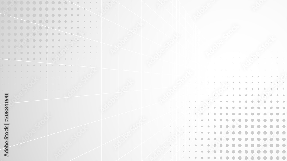 Abstract gray white background. White grid on gradient backdrop. Halftone pattern on straight lines. Blank geometric presentation, poster, print, cover template. Stock vector illustration Abstract gray white background. White grid on gradient backdrop. Halftone pattern on straight lines. Blank geometric presentation, poster, print, cover template. Stock vector illustration