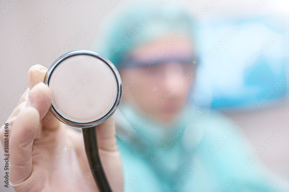 concept of medical diagnosis, the work of a stethoscope at the doctor's clinic. concept of medical diagnosis, the work of a stethoscope at the doctor's clinic.