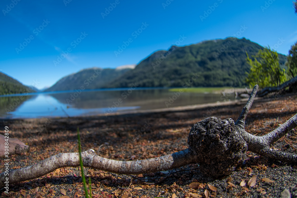 Obraz premium landscape with lake and mountains