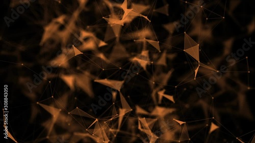 Orange plexus triangles in geometric science connection on a black background