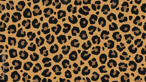 Obraz Seamless leopard fur pattern. Fashionable wild leopard print background. Modern panther animal fabric textile print design. Stylish vector color illustration.