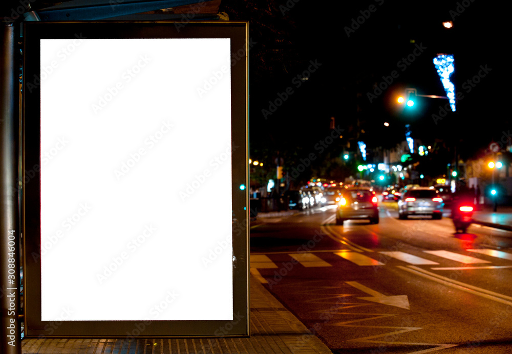 bus stop with advertising display