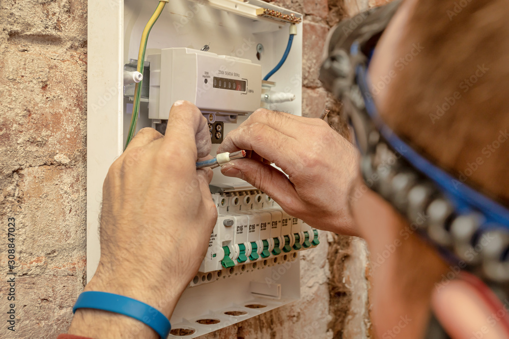 Close-Up Of Electrician Work