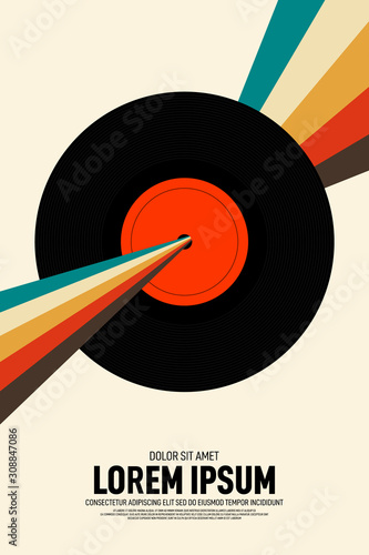 Music poster design template background vintage retro style