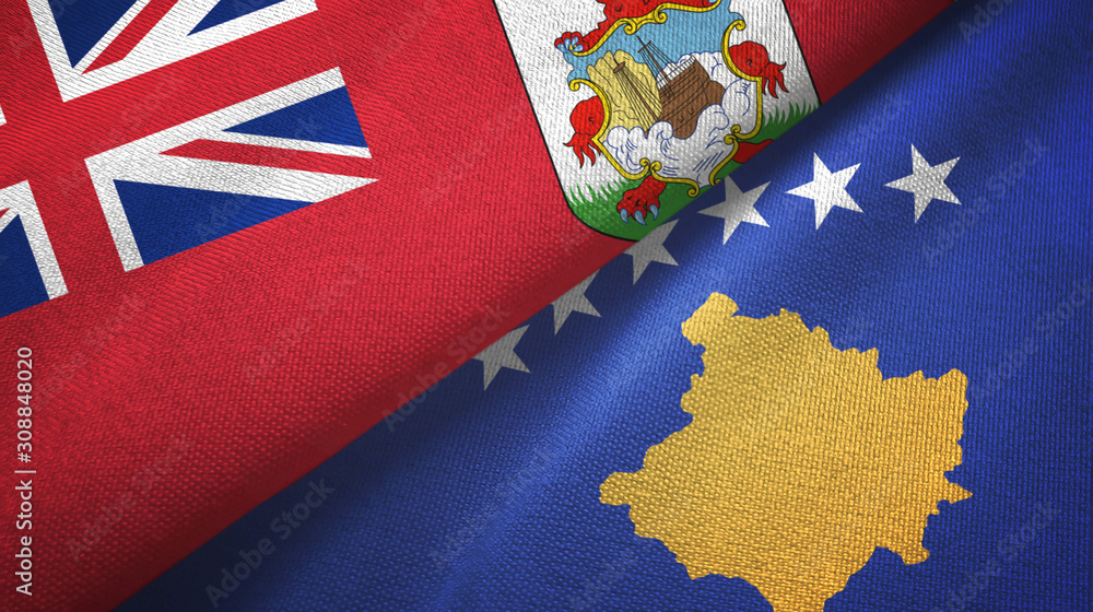 Bermuda and Kosovo two flags textile cloth, fabric texture Bermuda and Kosovo two flags textile cloth, fabric texture