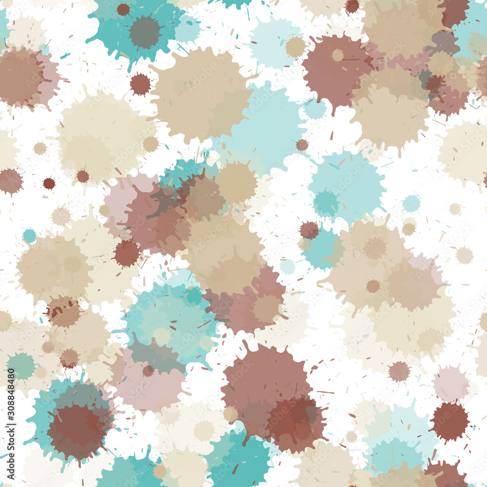 Watercolor transparent stains vector seamless wallpaper pattern.