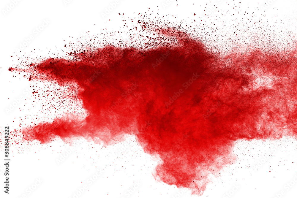 Red powder explosion on white background. Colored cloud. Colorful dust explode. Paint Holi. Red powder explosion on white background. Colored cloud. Colorful dust explode. Paint Holi.