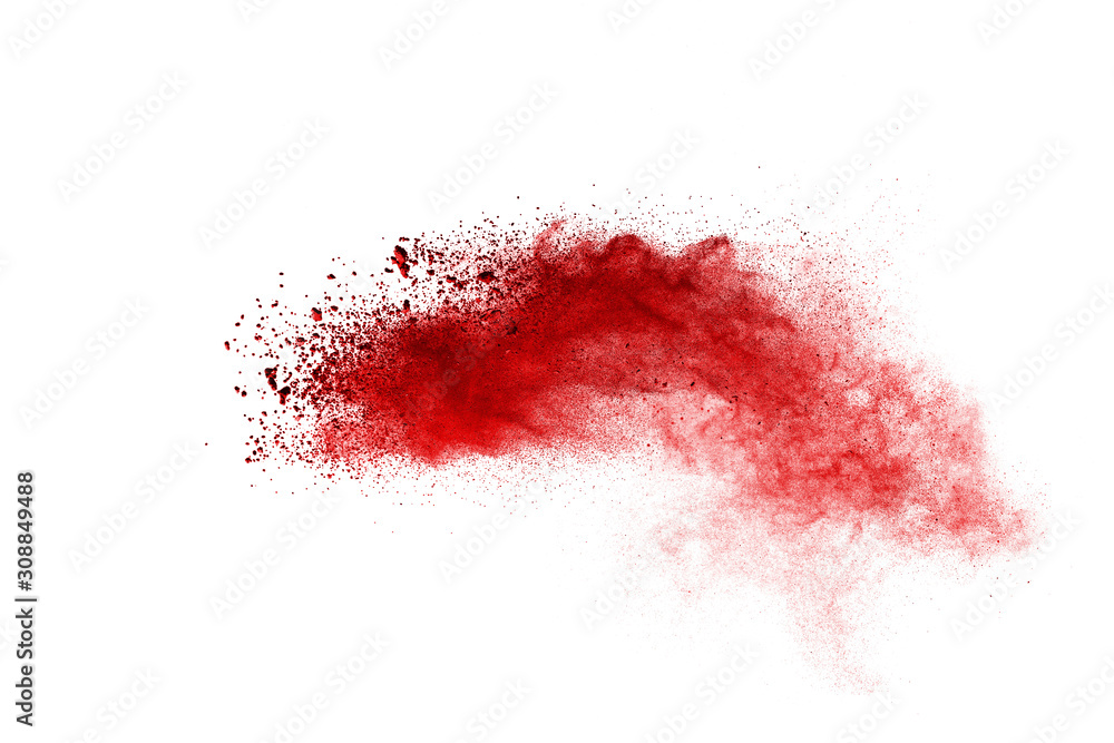 Red powder explosion on white background. Colored cloud. Colorful dust explode. Paint Holi. Red powder explosion on white background. Colored cloud. Colorful dust explode. Paint Holi.