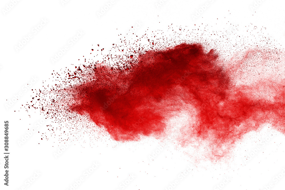 Red powder explosion on white background. Colored cloud. Colorful dust explode. Paint Holi. Red powder explosion on white background. Colored cloud. Colorful dust explode. Paint Holi.