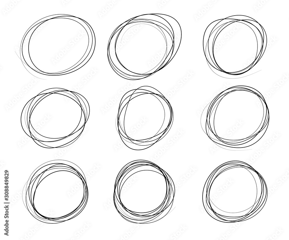 Monochrome circles, square, sketch, selection. Hand-drawn, scribbled. Design elements isolated on a light background. Monochrome circles, square, sketch, selection. Hand-drawn, scribbled. Design elements isolated on a light background.