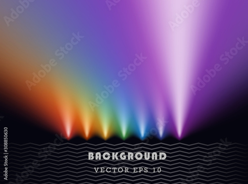 Luminous abstract bright rainbow light, festival. Vector illustration of a spectrum of colors, background. Banner, poster.