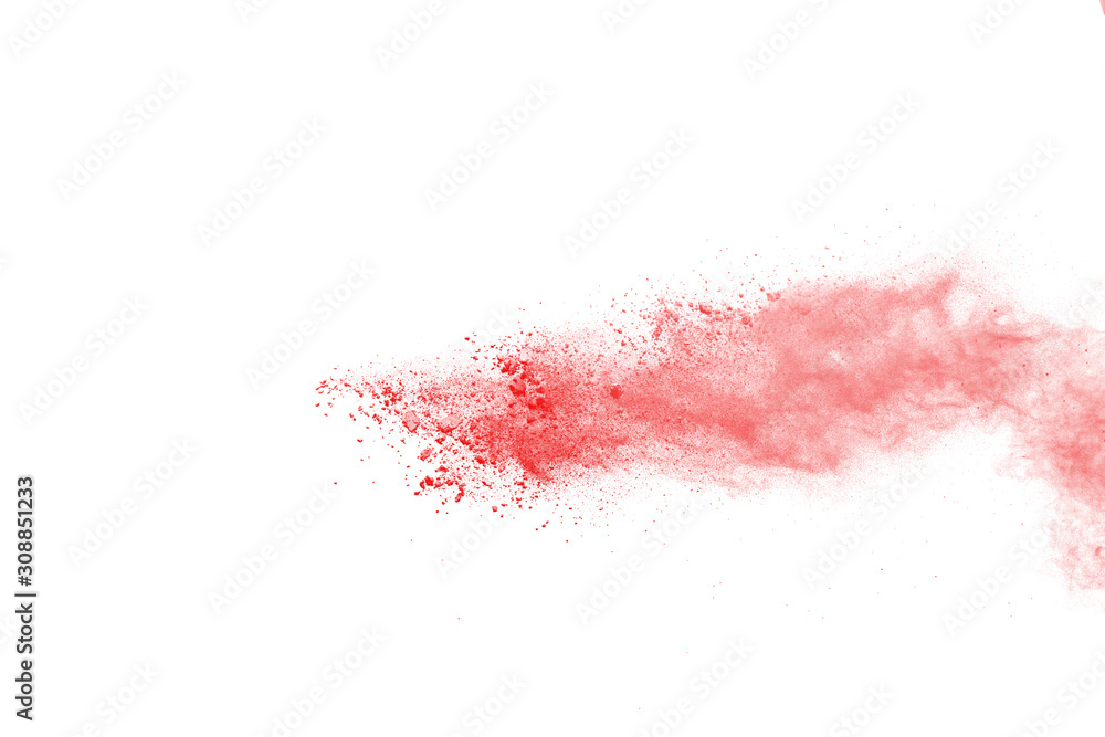 Red powder explosion on white background. Paint Holi. Red powder explosion on white background. Paint Holi.
