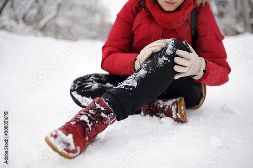 Photography Shot of person during falling in snowy winter park
