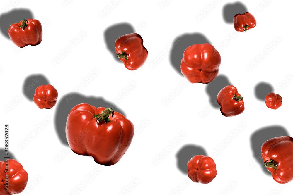 fresh whole sweet red pepper on white background fresh whole sweet red pepper on white background