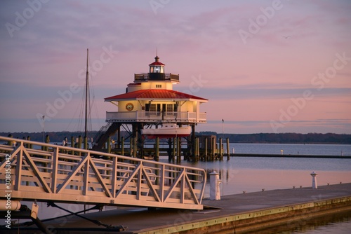 Early morning view of Harbor with Choptank River Lighthouse photo