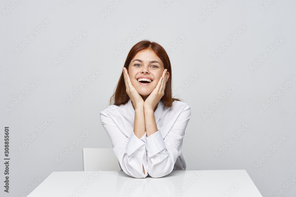 business woman sitting in front of her laptop business woman sitting in front of her laptop