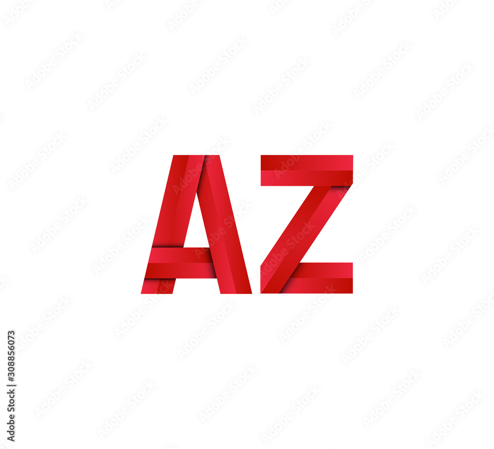 Initial two letter red 3D logo vector AZ Initial two letter red 3D logo vector AZ