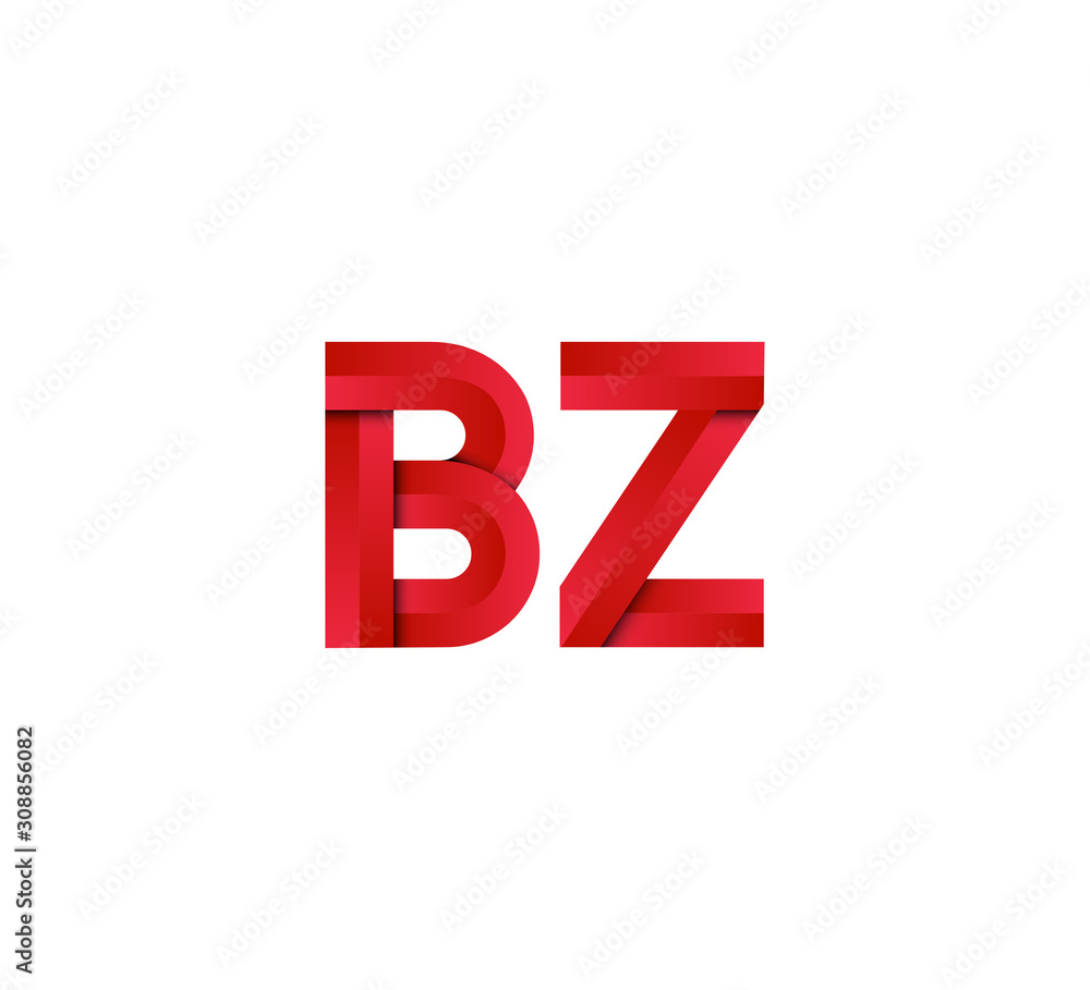Initial two letter red 3D logo vector BZ Initial two letter red 3D logo vector BZ