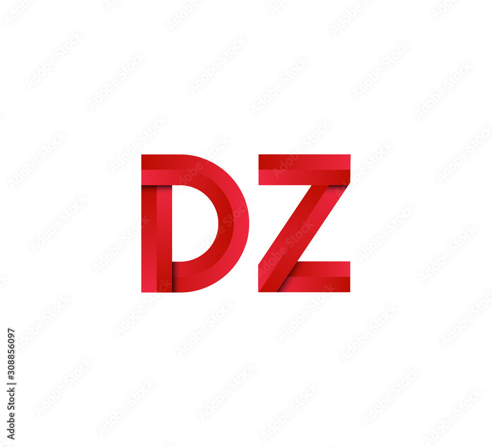 Initial two letter red 3D logo vector DZ Initial two letter red 3D logo vector DZ