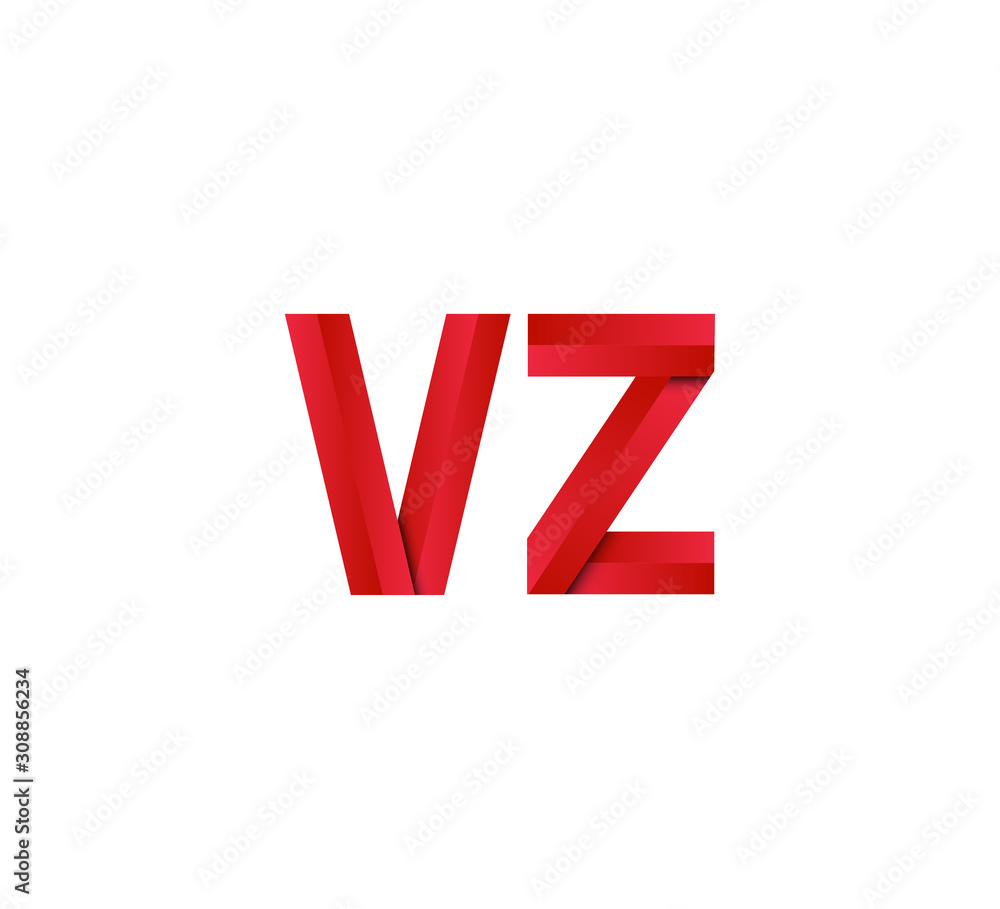 Initial two letter red 3D logo vector VZ Initial two letter red 3D logo vector VZ