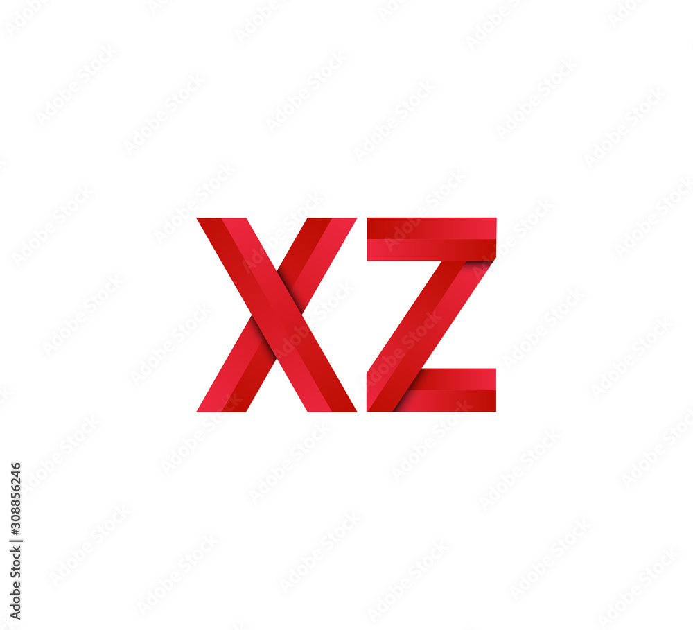 Obraz premium Initial two letter red 3D logo vector XZ
