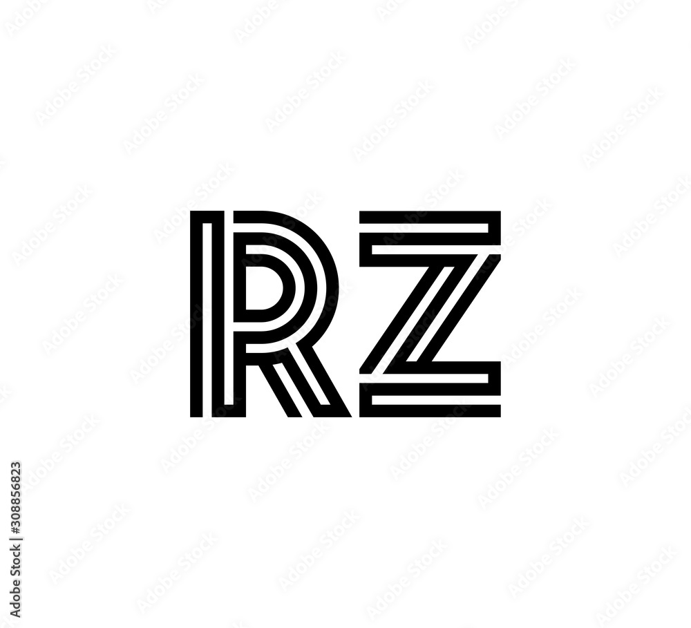 Initial two letter black line shape logo vector RZ Initial two letter black line shape logo vector RZ