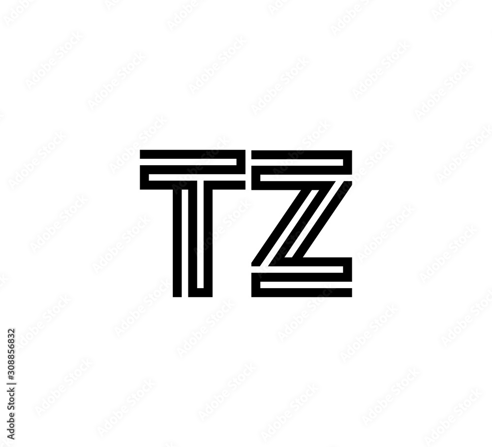 Initial two letter black line shape logo vector TZ Initial two letter black line shape logo vector TZ