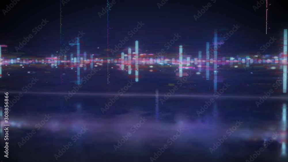 Glitch audio signal with digital noise. Seamless loop 3D render animation Glitch audio signal with digital noise. Seamless loop 3D render animation